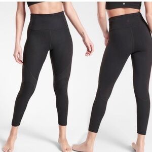 ATHLETA Rise Up Rib 7/8 Black Leggings Size Small